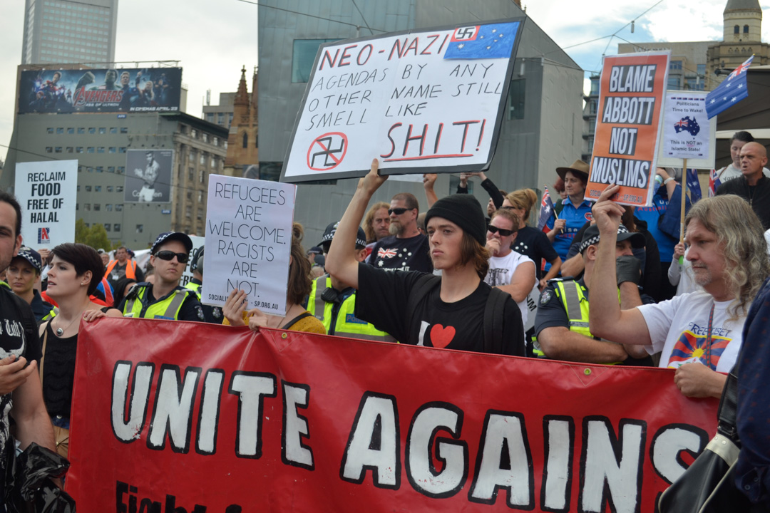 Melbourne Political Protest Racist Police Facist Counter Protest 2015