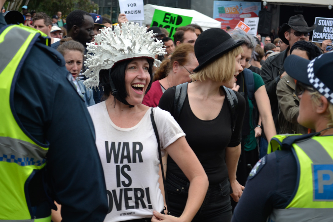 Melbourne Political Protest Racist Police Facist Counter Protest 2015