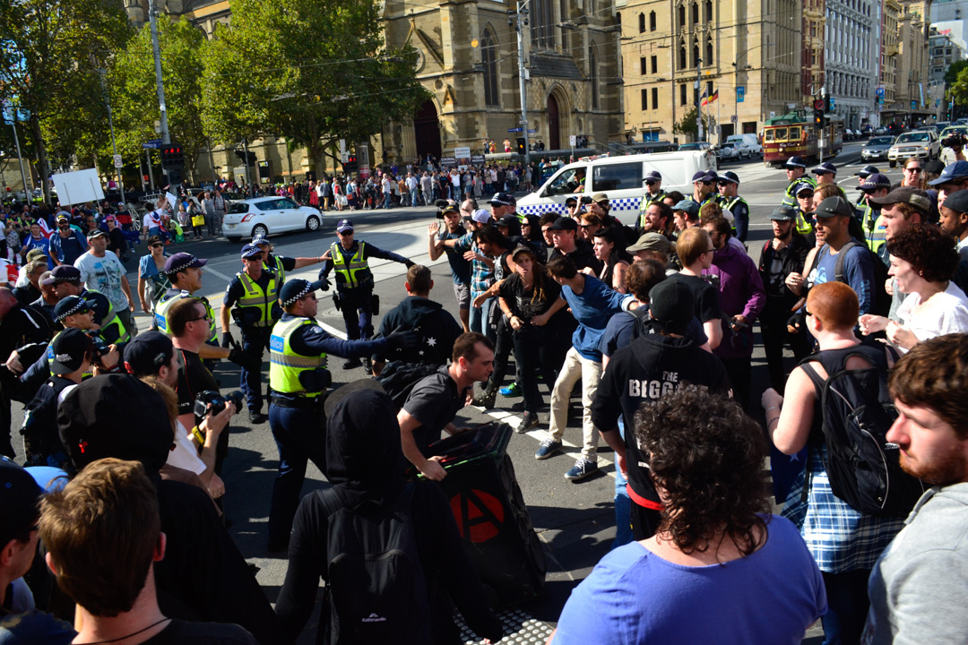 Melbourne Protest Racist Police Facist Counter Protest 2015