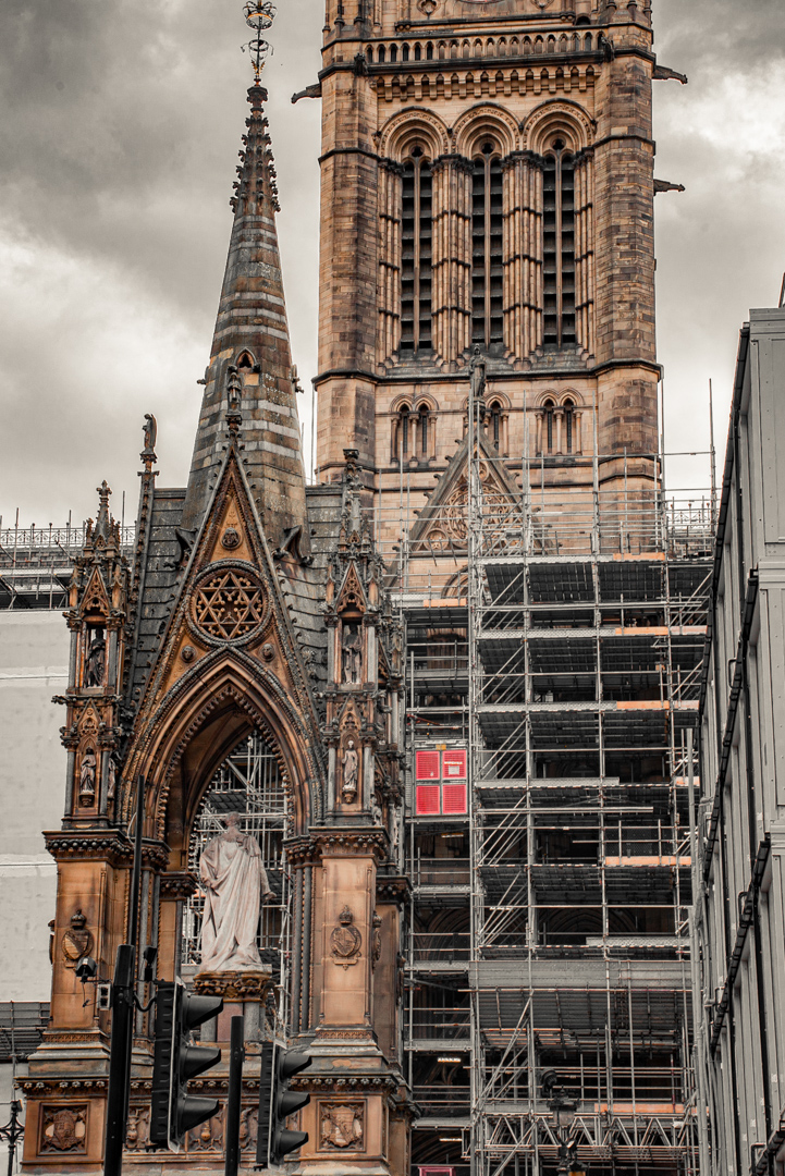 image dump Manchester town hall with selective colour